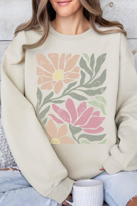 Pink Daisy Floral Graphic Fleece Sweatshirts